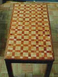 Edinburgh Patterned Table in Oak and Mahogany