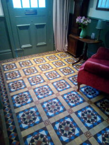 Bespoke pattern using reclaimed Victorian tiles Hallway 181124