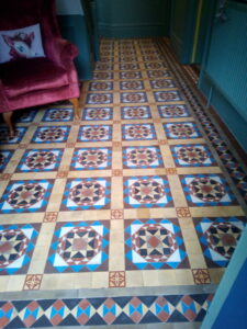 Bespoke pattern using reclaimed Victorian tiles allway1