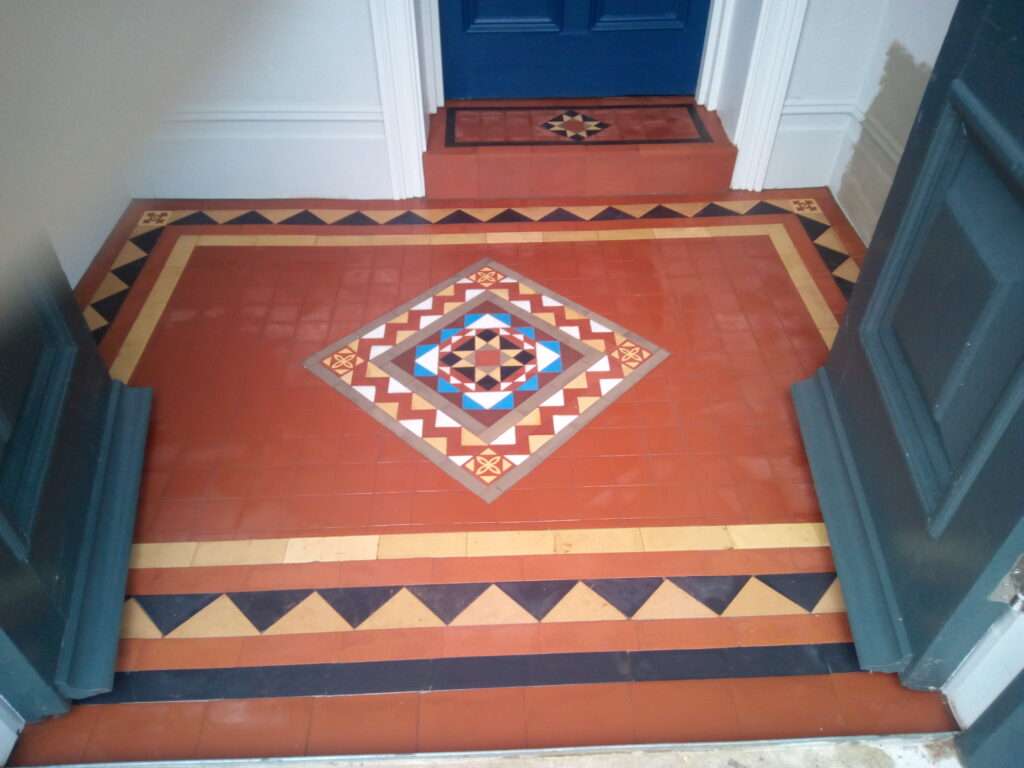 Bespoke porch tiles using reclaimed Victorian tiles2