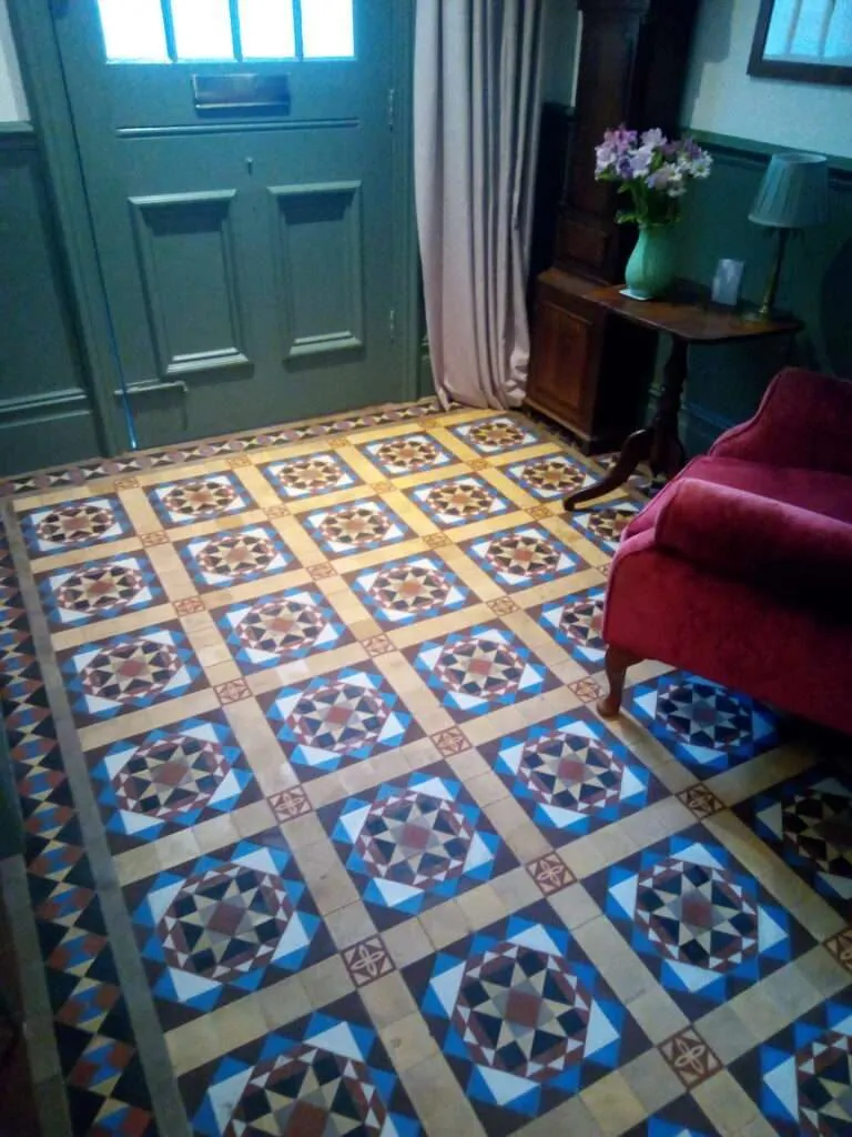 Bespoke pattern using reclaimed Victorian tiles hallway 2